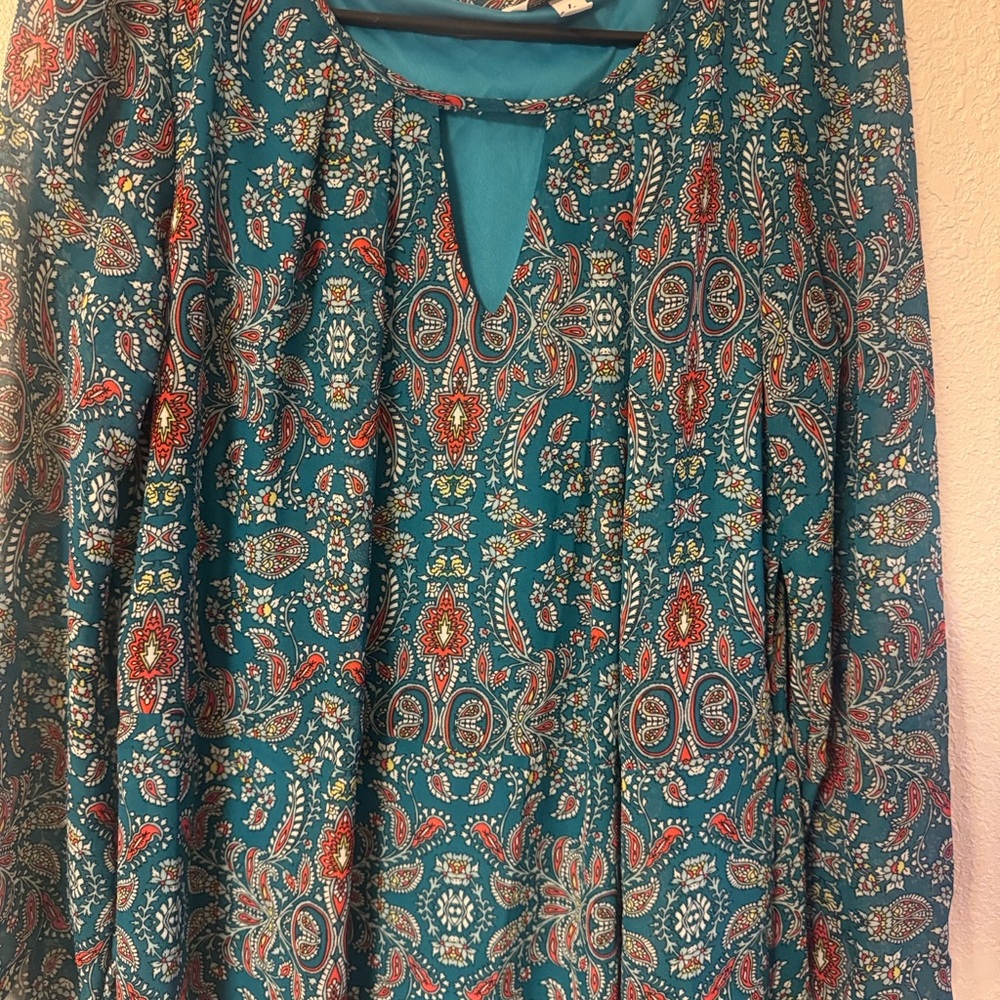 Speechless Teal and Red Paisley Maxi Dress western